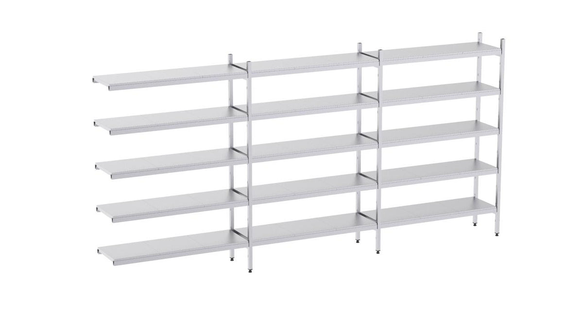 Rayonnage en acier inoxydable d'angle 3690x500 perf. 4 niveaux- DISTFORM - KIT03025