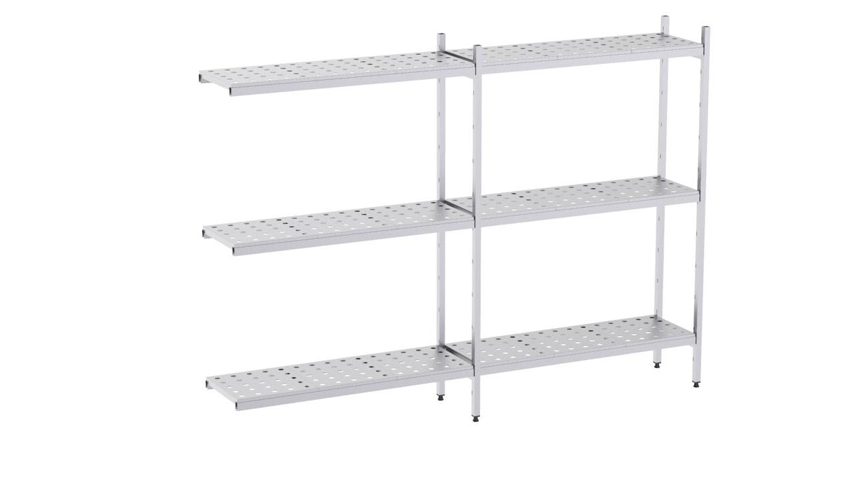 Rayonnage en acier inoxydable d'angle 2560x400 perf. 3 niveaux- DISTFORM - KIT02765