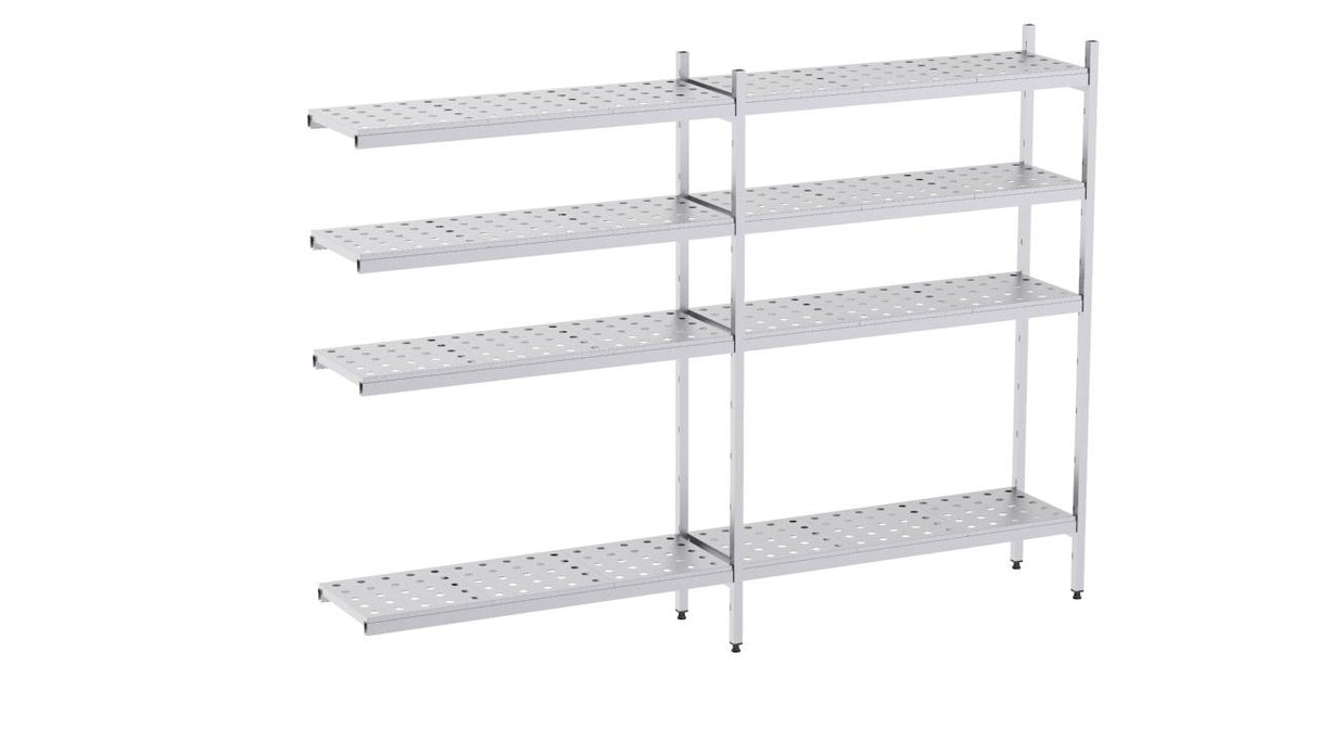 Rayonnage en acier inoxydable d'angle 1760x500 perf. 4 niveaux- DISTFORM - KIT03005