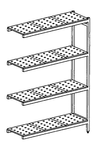 Rayonnage en acier inoxydable d'angle 6120x500 perf. 4 niveaux- DISTFORM - KIT03050