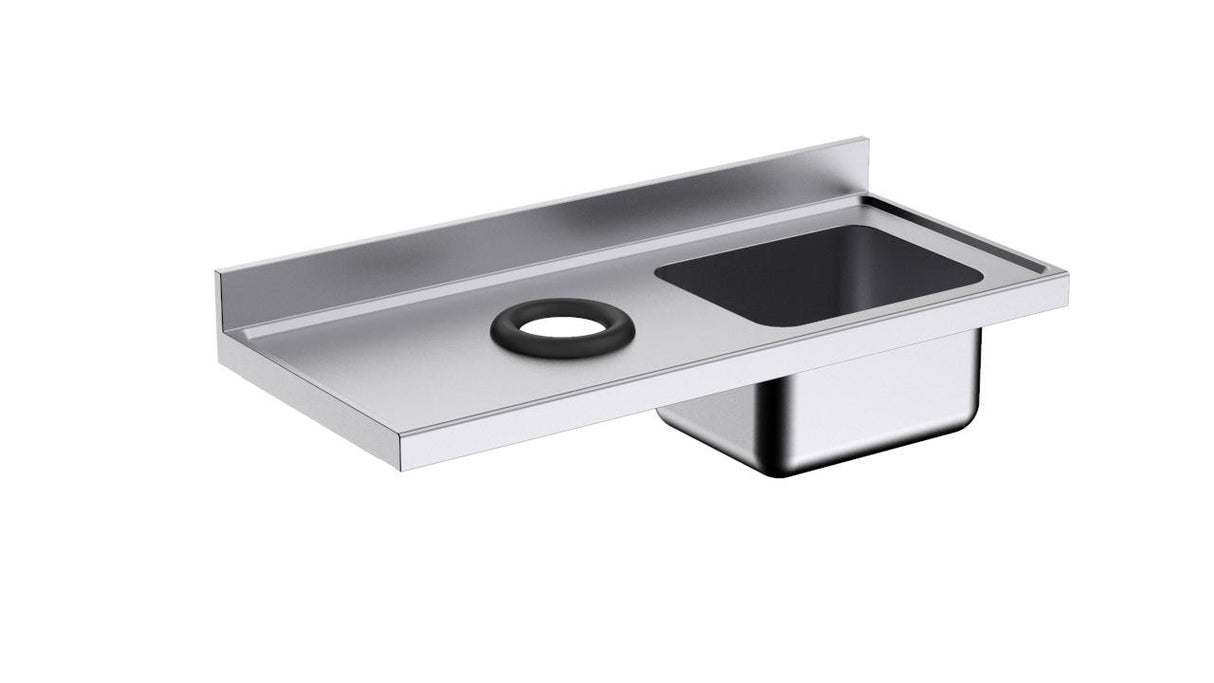 Plonge avec orifice vide-déchets 1400x600 1 bac 400x400x300 à droite- DISTFORM - LFAD146D