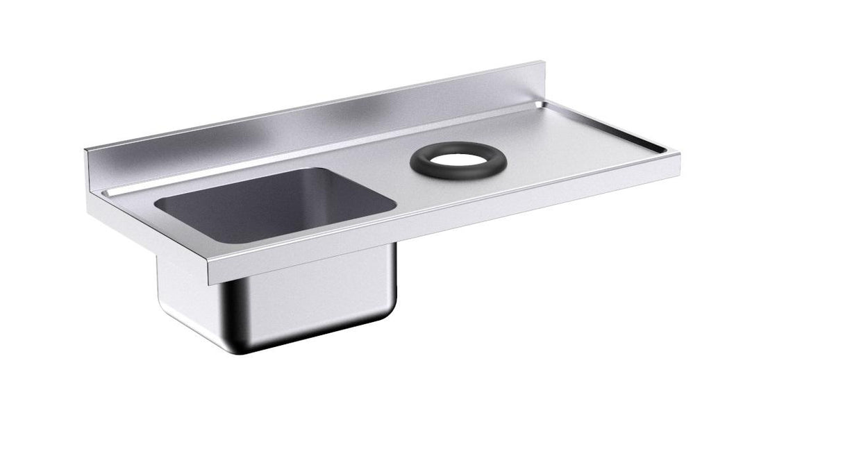 Plonge avec orifice vide-déchets 1400x600 1 bac 400x400x300 à gauche- DISTFORM - LFAD146I