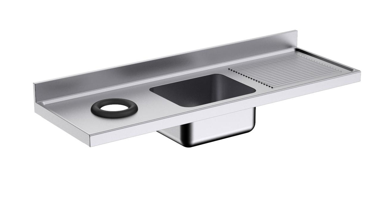 Plonge avec orifice vide-déchets 1800x600 1c/1e D 500x400x250- DISTFORM - LFAD186D