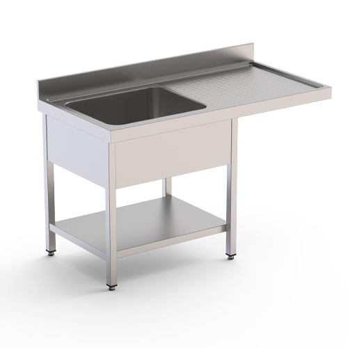 PLONGES POUR LAVE-VAISSELLE - 1 BAC - 1 EGOUTTOIR A DROITE - LONGUEUR 1200