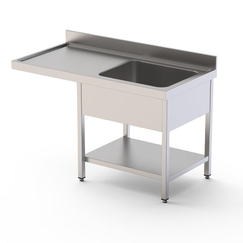 PLONGES POUR LAVE-VAISSELLE - 1 BAC - 1 EGOUTTOIR A GAUCHE - LONGUEUR 1200