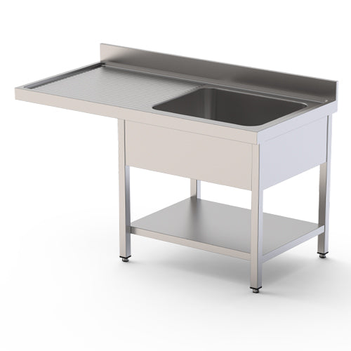 PLONGES POUR LAVE-VAISSELLE - 2 BACS - 1 EGOUTTOIR A GAUCHE - LONGUEUR 1400