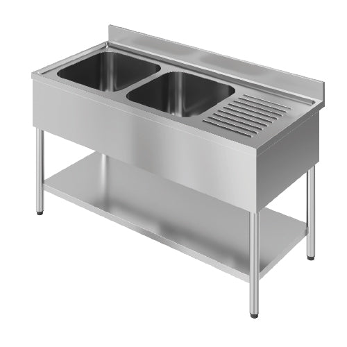 PLONGES 2 BACS - AVEC EGOUTTOIR A DROITE - LONGUEUR 1400