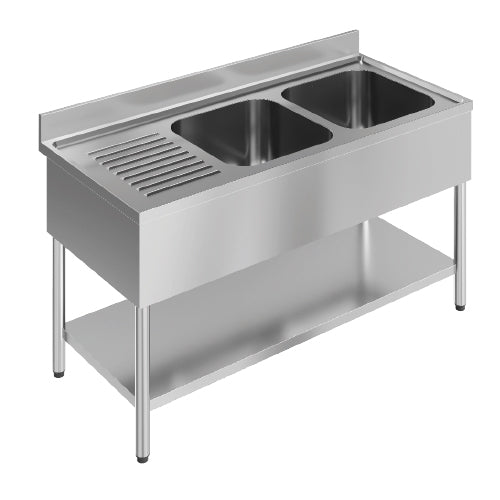 PLONGES 2 BACS - AVEC EGOUTTOIR A GAUCHE - LONGUEUR 1600