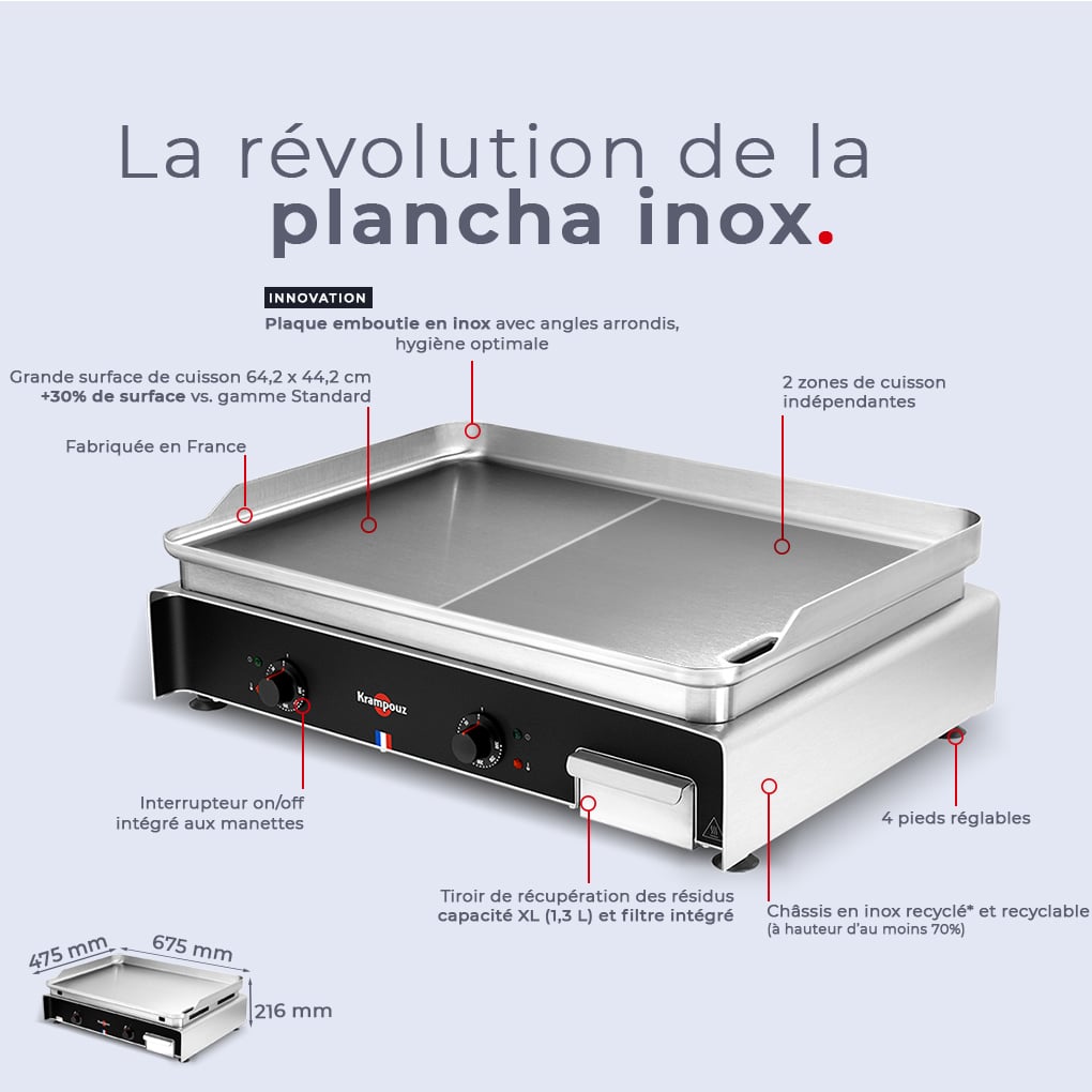 Plancha électrique confort 640 x 440 - KRAMPOUZ