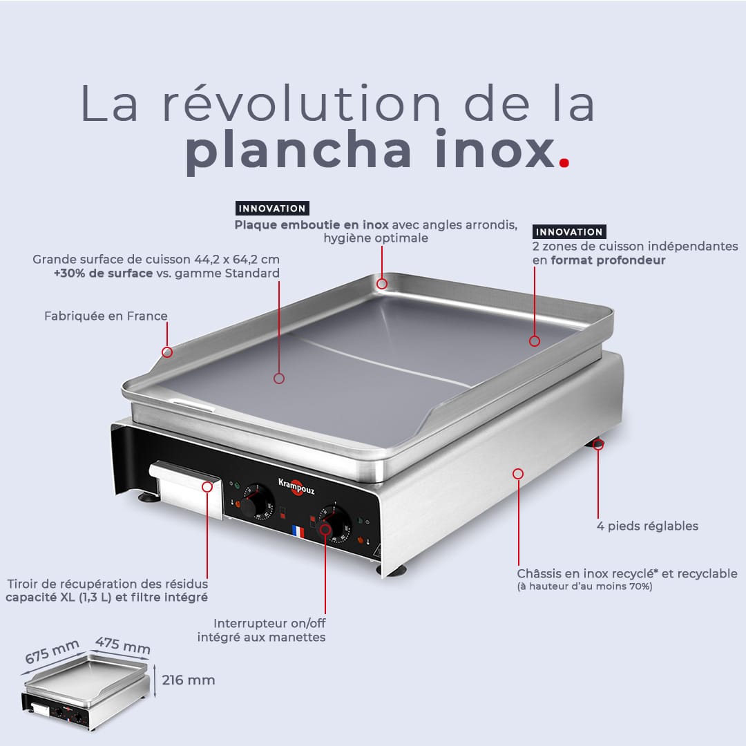 Plancha électrique confort profondeur 440 x 640 - KRAMPOUZ