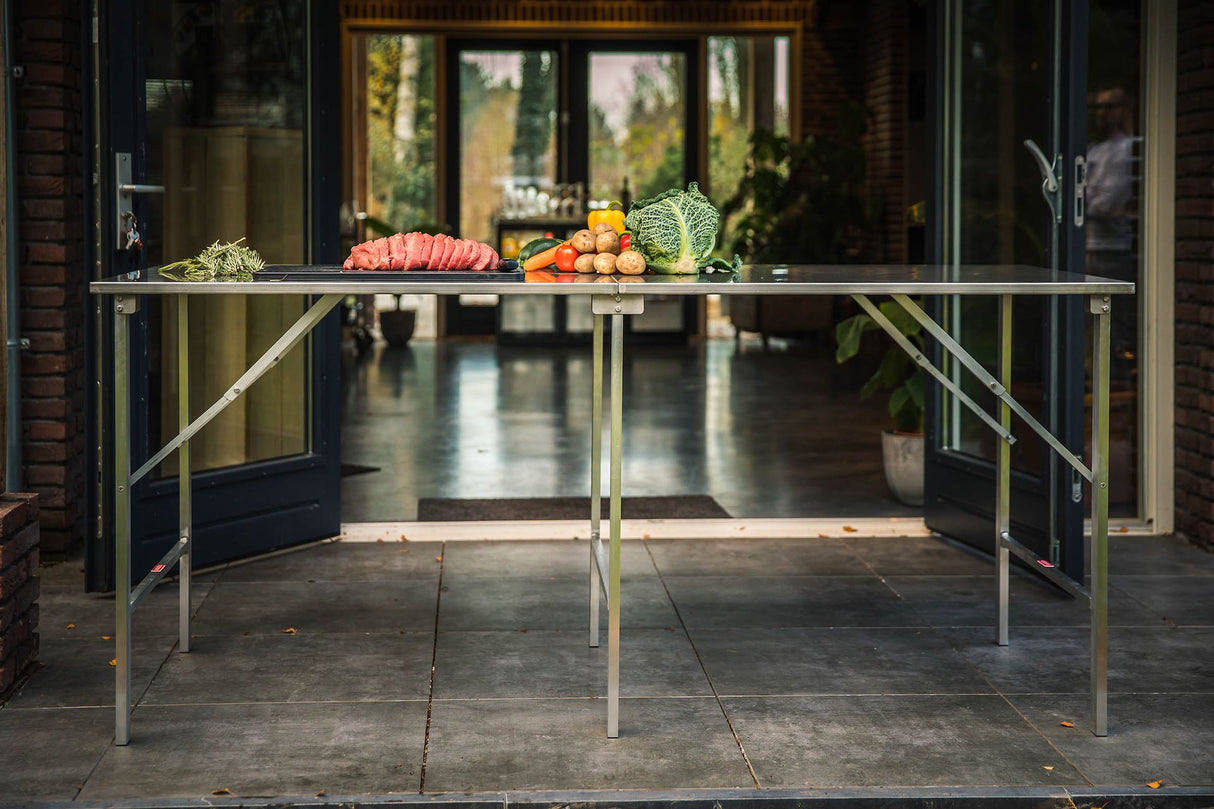 SOLID200 - Table de travail pliable en acier inoxydable 200x80x90 cm - VEBA - 1 pcs