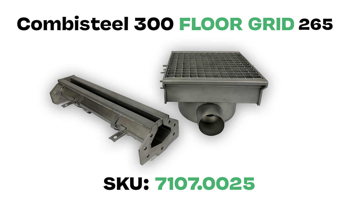 DRAIN INOX 300X265 AVEC 2 SORTIES POUR GOUTTIÈRE À FENTE - 7107.0025 - COMBISTEEL