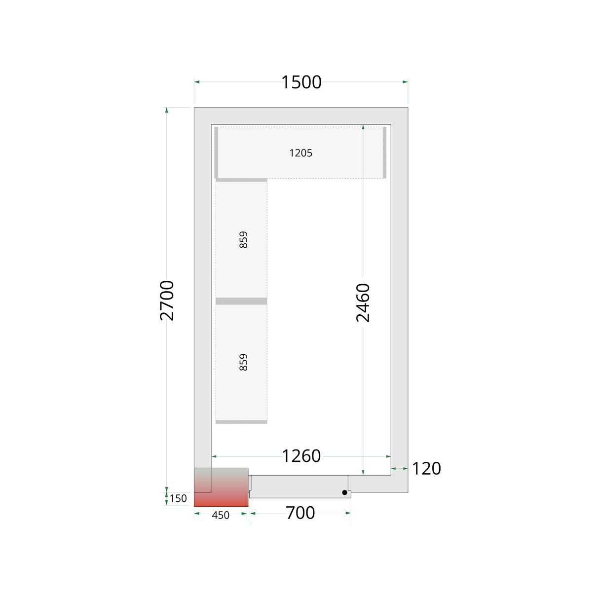 Panneaux de chambre froide 120 mm - CR 150x270x220 - TEFCOLD