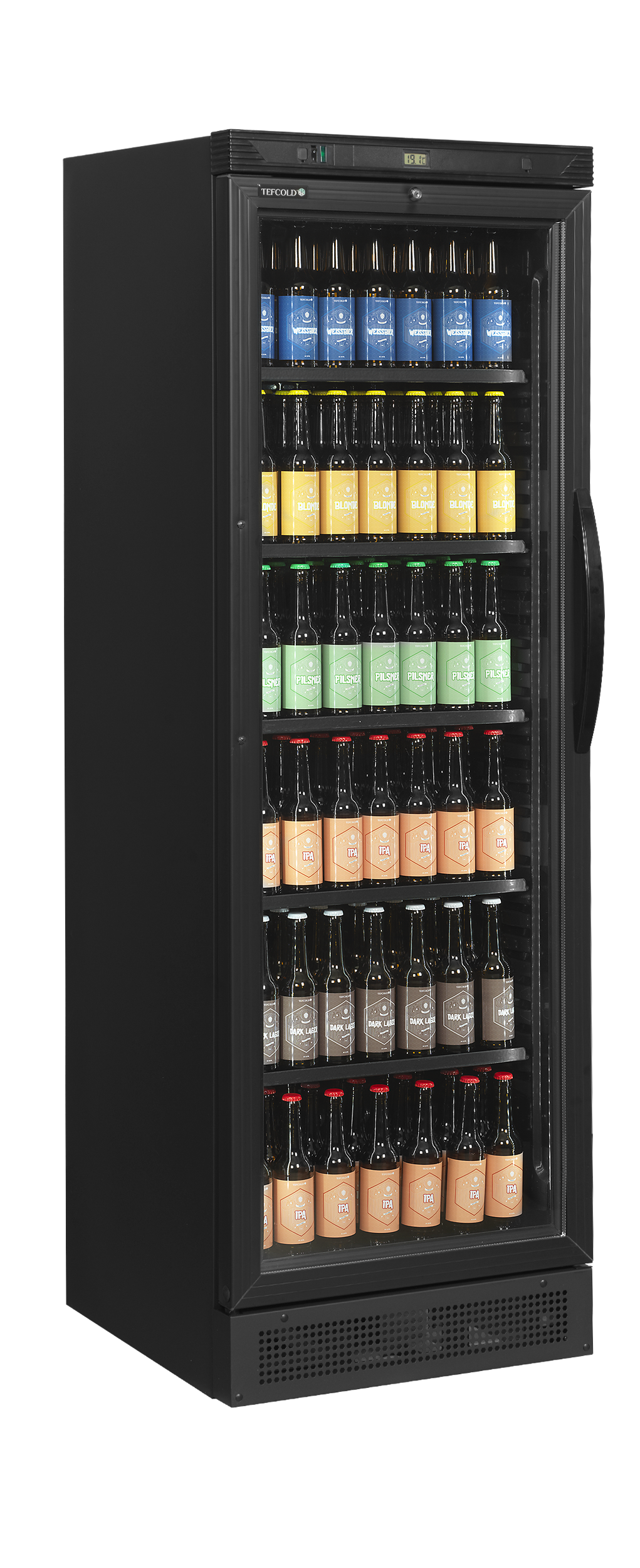 Réfrigérateur à boissons, charnières côté gauche - CEV425 BLACK L/H - TEFCOLD