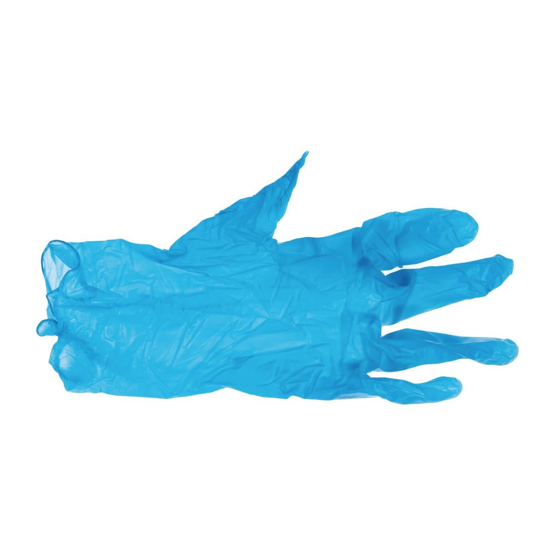 Gants alimentaires en vinyle non poudrés Hygiplas bleus (Lot de 100) - Taille L