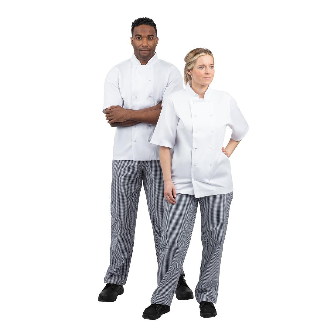 Pantalon de cuisine mixte Whites Vegas petits carreaux bleu et blanc - NISBETS