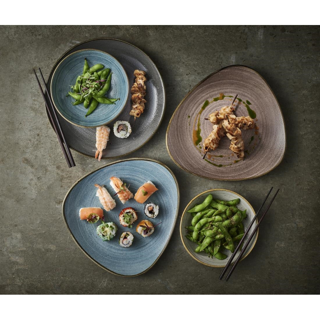 Assiettes coupes rondes Churchill Stonecast Raw Teal 182mm (Lot de 12)