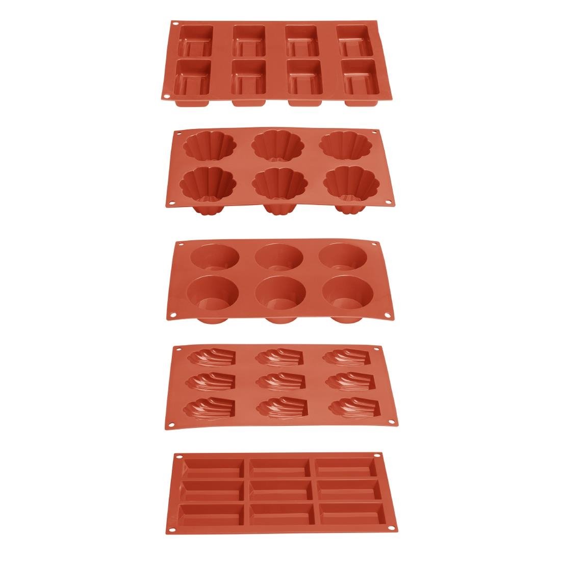 Plaque de 6 moules à gâteau rond en silicone Vogue
