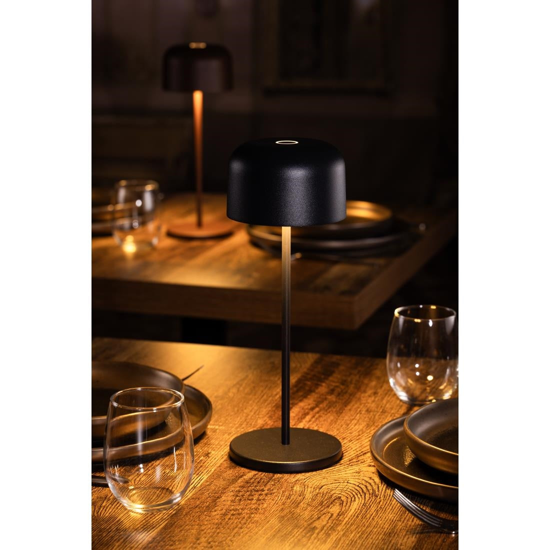 Lampe de table avec abat-jour rond Olympia Lucca noire 300mm