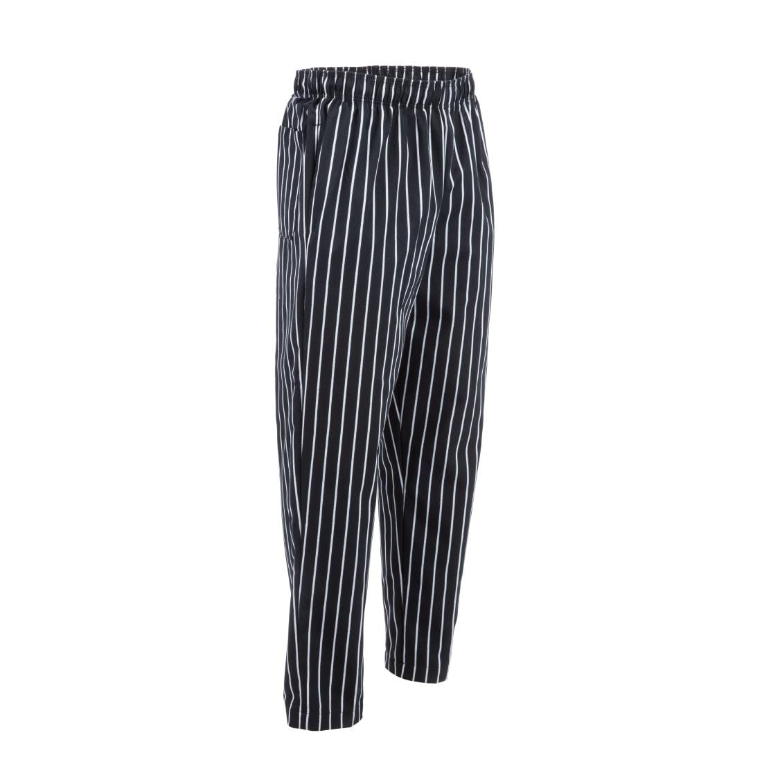 Pantalon de cuisine mixte Baggy Chef Works rayé noir et blanc - NISBETS