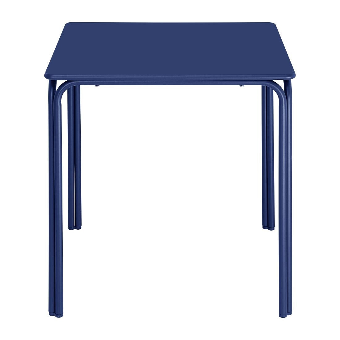 Table carrée en acier Bolero Adeline 700mm bleu marine