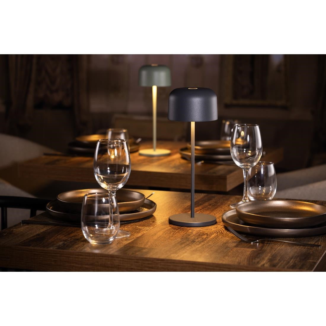 Lampe de table avec abat-jour rond Olympia Lucca grise 300mm