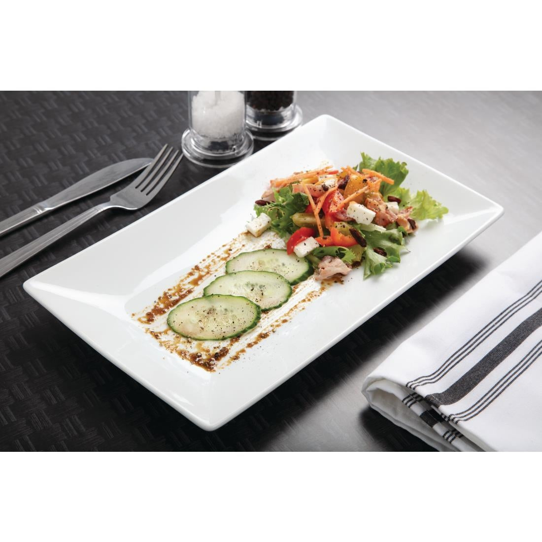Plat rectangulaire de service 310 x 180mm Olympia (Lot de 2) - NISBETS