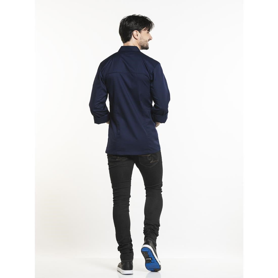 Veste de cuisine Chaud Devant Salerno bleue taille M - NISBETS