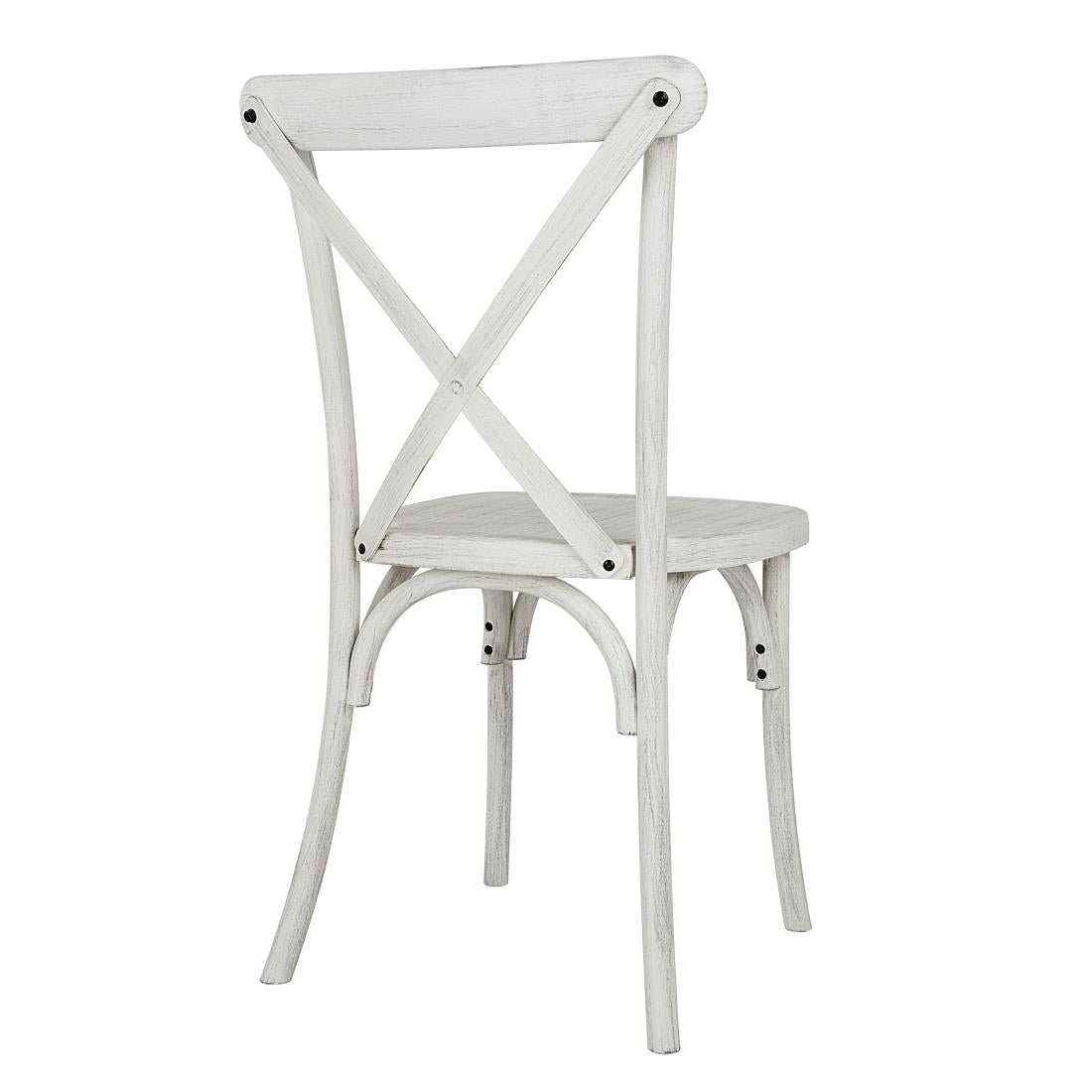 Chaises en résine à dossier croisé Bolero Manhattan blanches (lot de 4)