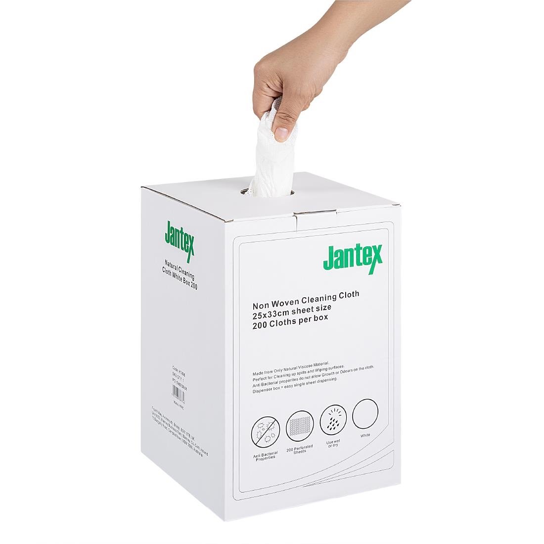 Chiffons de nettoyage compostables blancs Jantex Green (lot de 200)