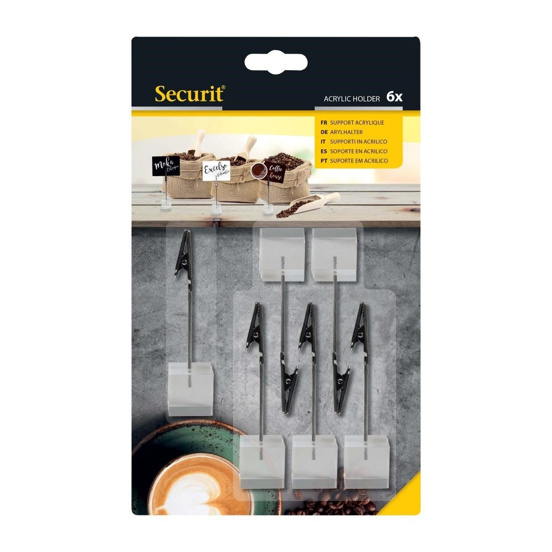 Porte-étiquettes en acrylique Securit (lot de 6) - NISBETS