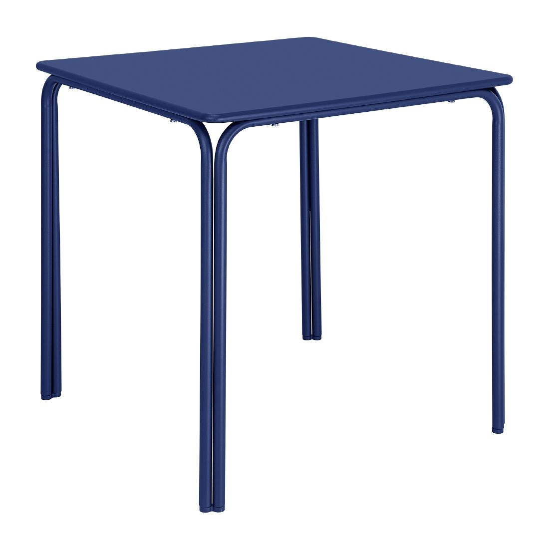 Table carrée en acier Bolero Adeline 700mm bleu marine