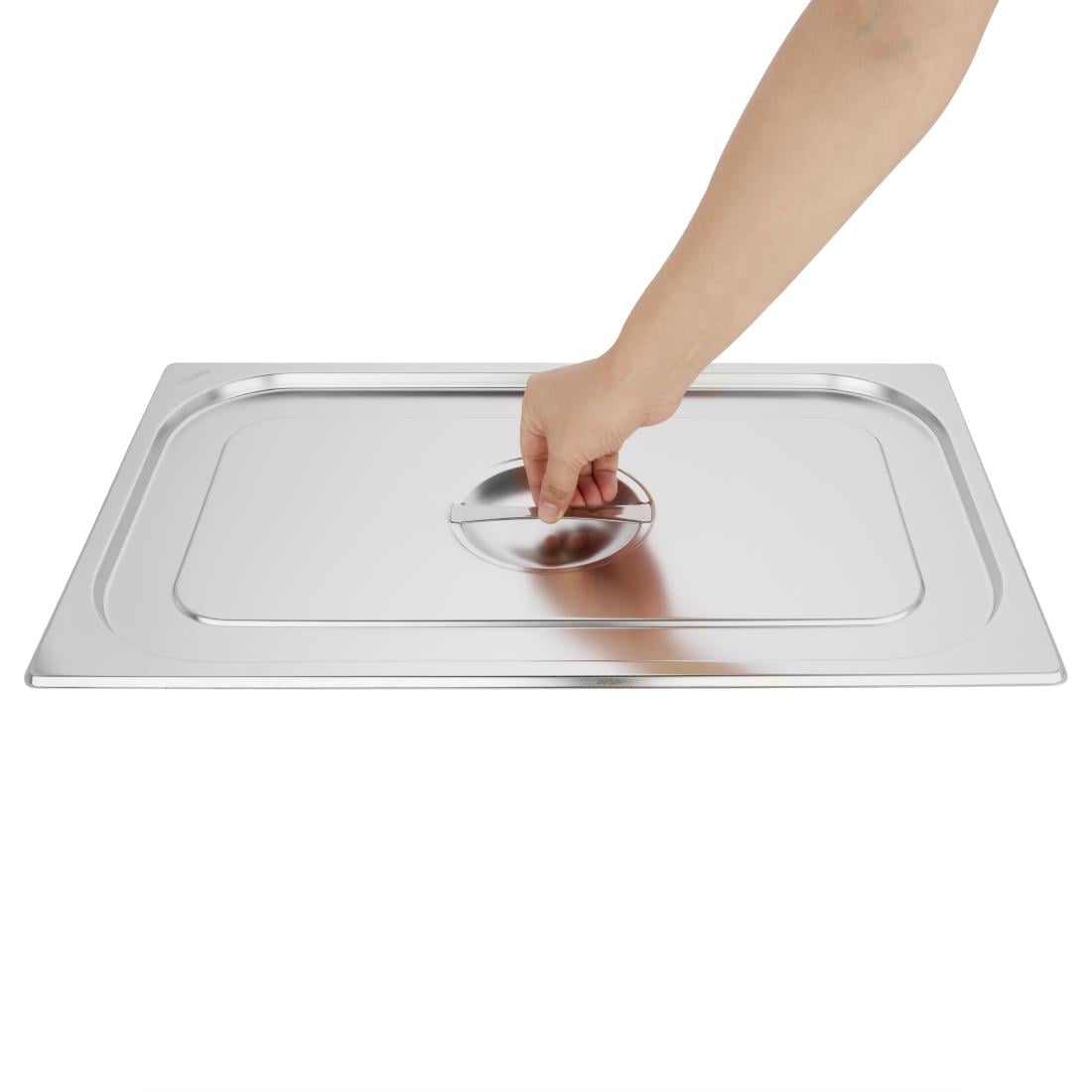 Bac GN 1/1 en inox avec couvercle Vogue - NISBETS