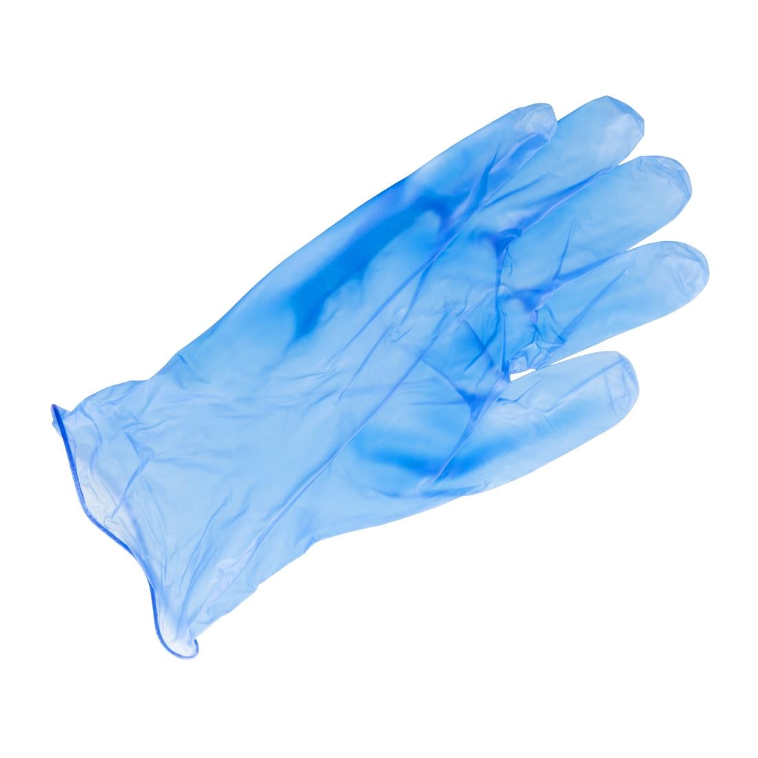 Gants alimentaires en vinyle non poudrés Hygiplas bleus - NISBETS
