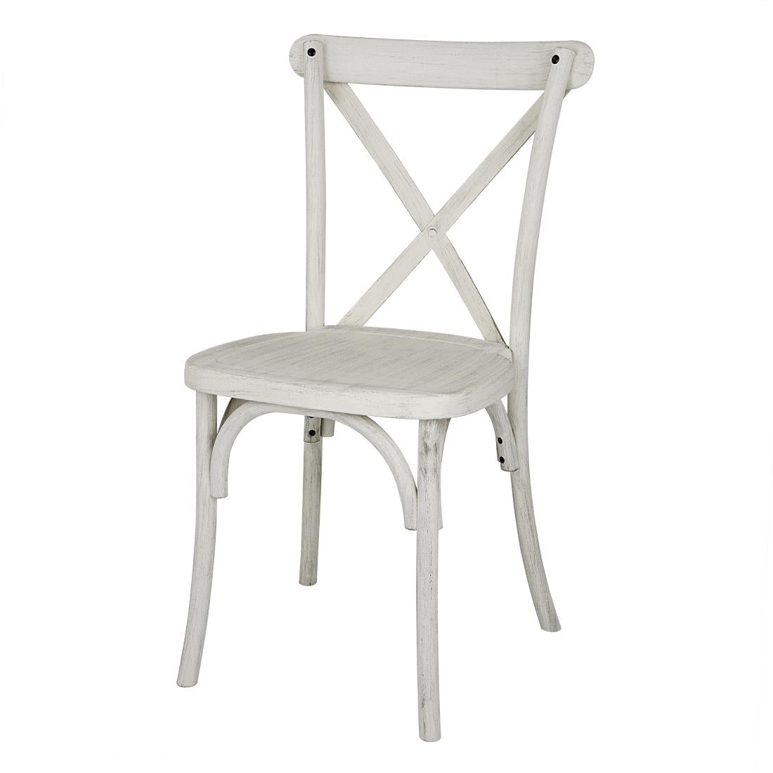 Chaises en résine à dossier croisé Bolero Manhattan blanches (lot de 4)