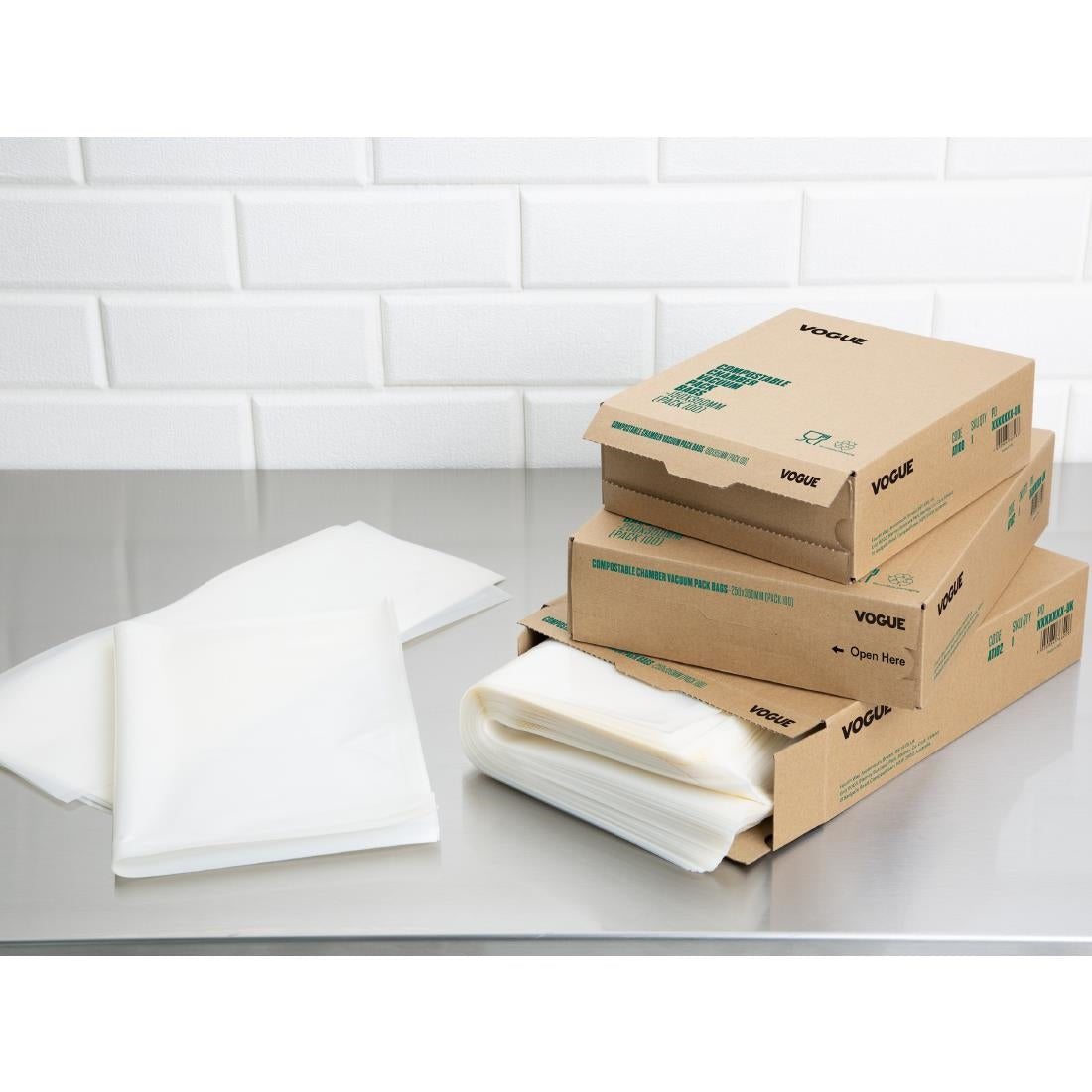 Sacs gaufrés compostables pour machine sous vide Vogue 300x400mm (Lot de 50)