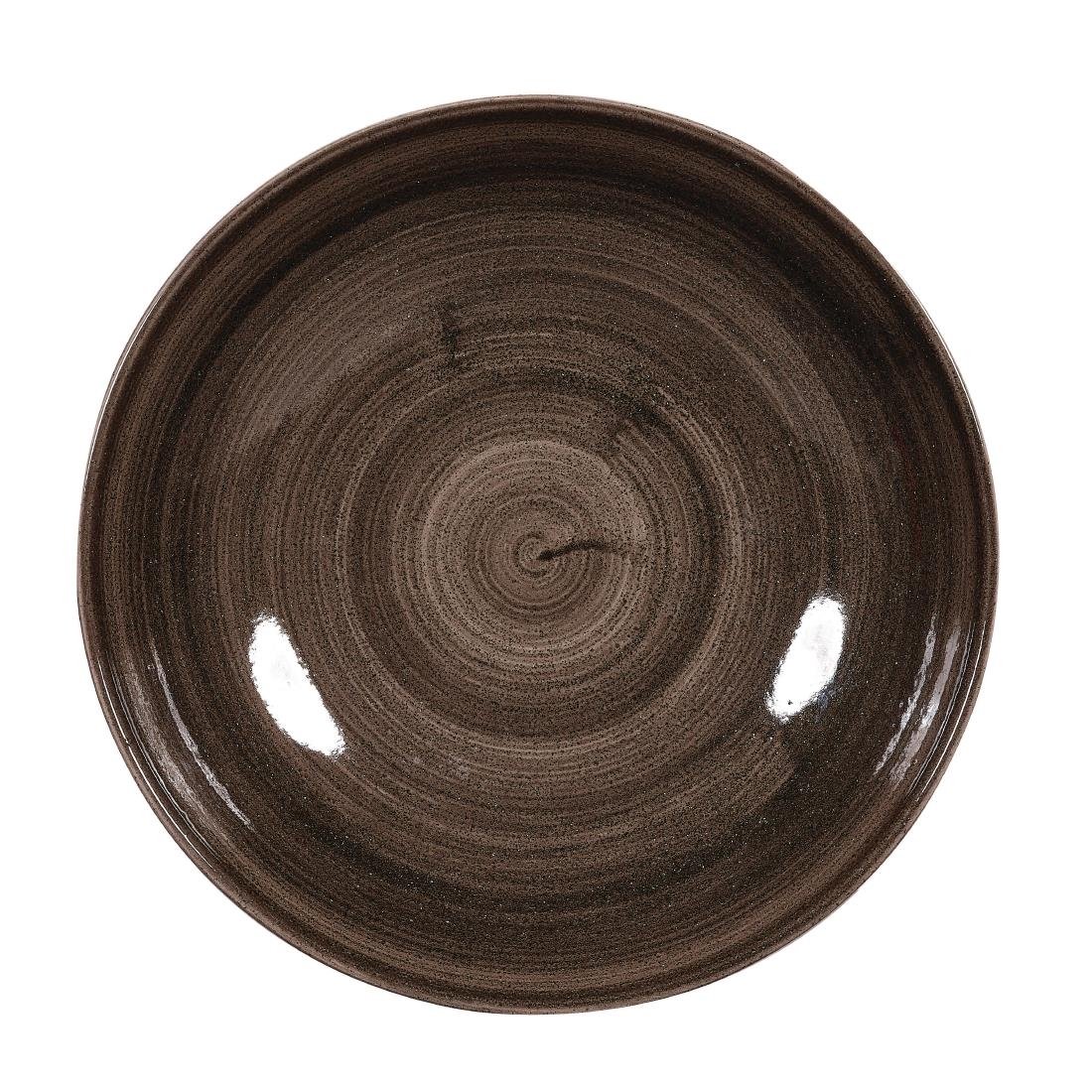 Assiettes avec rebord Churchill Stonecast Patina Black 217mm (Lot de 12) - NISBETS