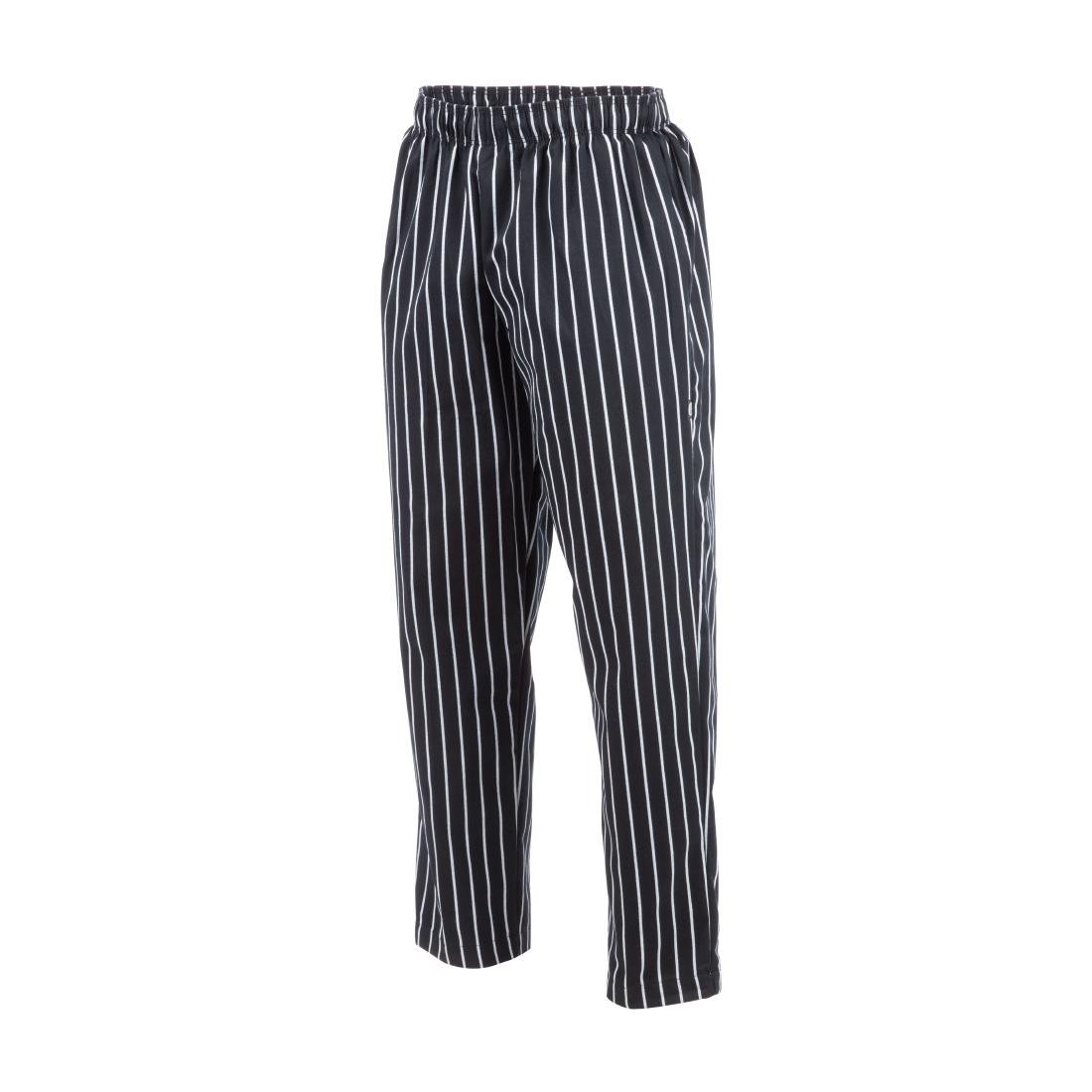 Pantalon de cuisine mixte Baggy Chef Works rayé noir et blanc - NISBETS