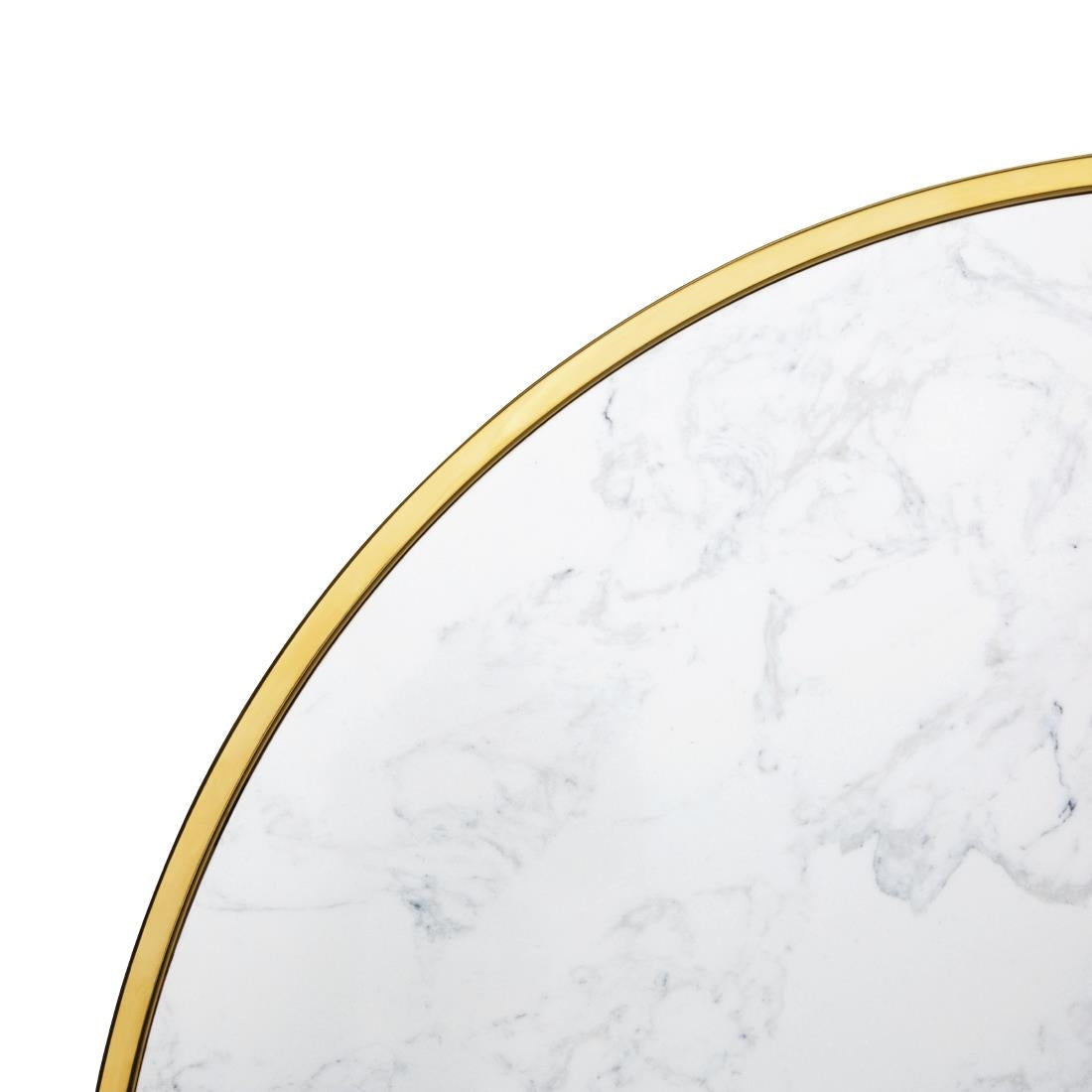 Plateau de table rond en marbre blanc avec bord effet laiton Bolero 600 mm - NISBETS