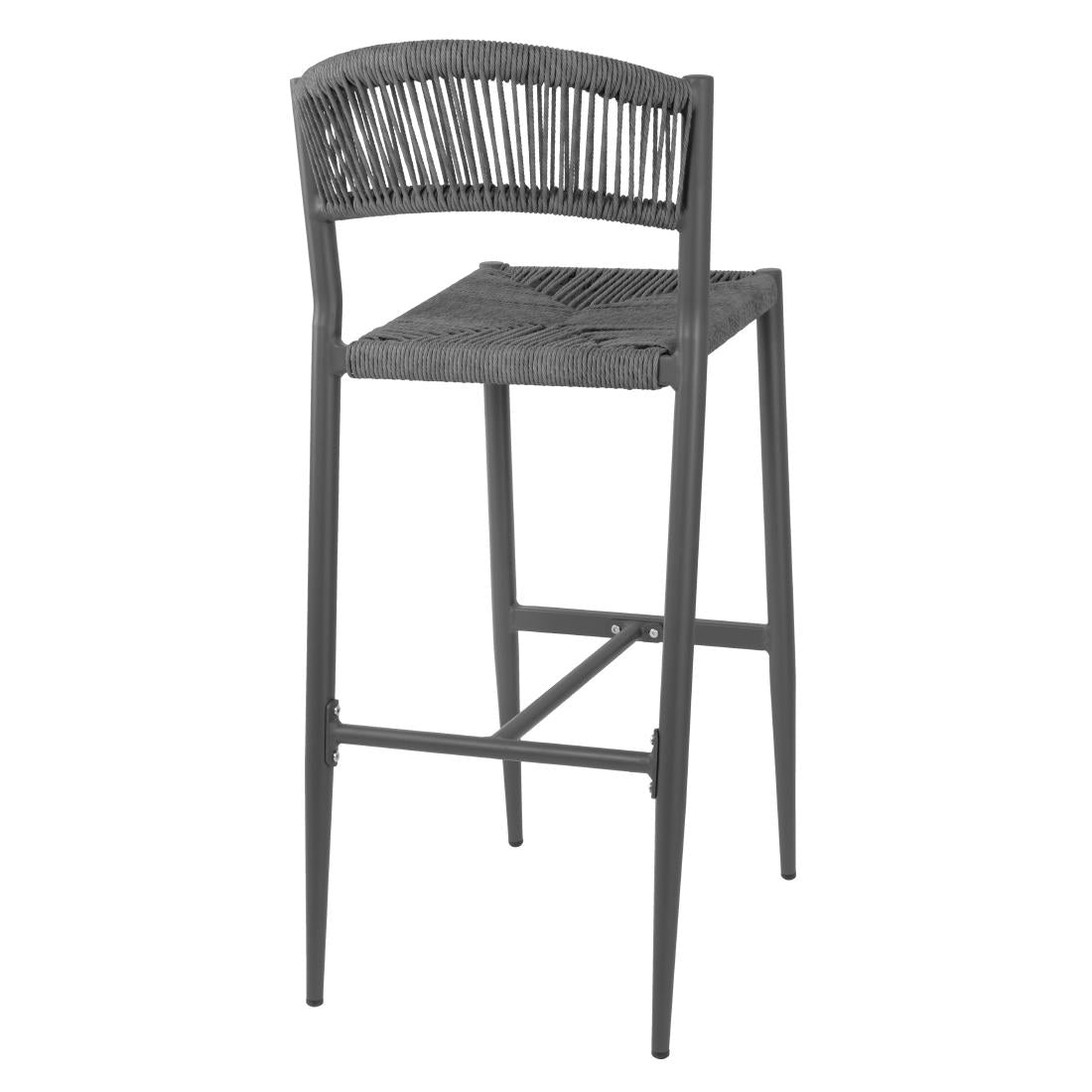 Tabourets de bar d'extérieur en rotin PE tressé Bolero Eden anthracite (lot de 2)