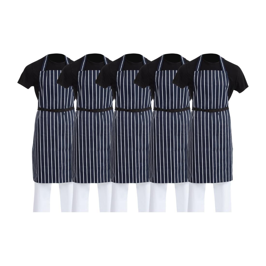 Tabliers bavettes Whites rayés marine et blanc (lot de 5)