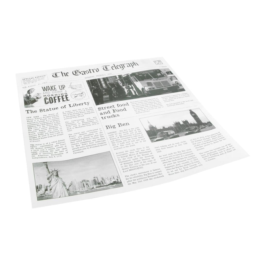 Papier ingraissable imprimé journal Sier Disposables 300 x 300mm (lot de 300)