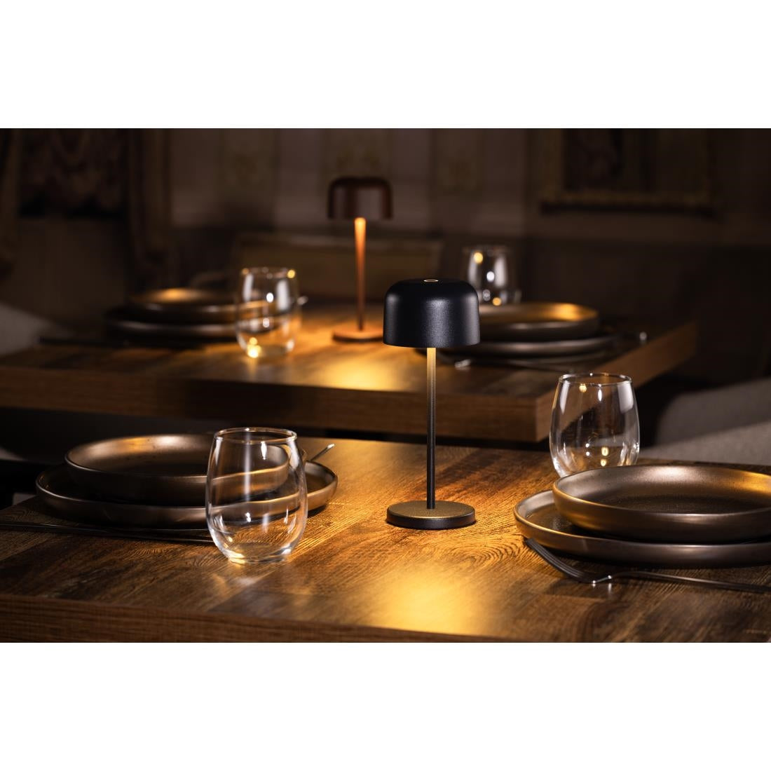 Lampe de table avec abat-jour rond Olympia Lucca noire 200mm