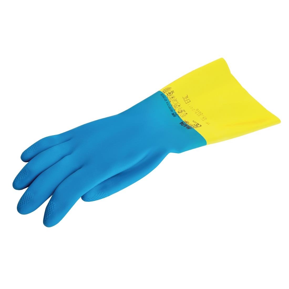 Gants étanches protection chimique légère bleus et jaunes Mapa Alto 405 - NISBETS