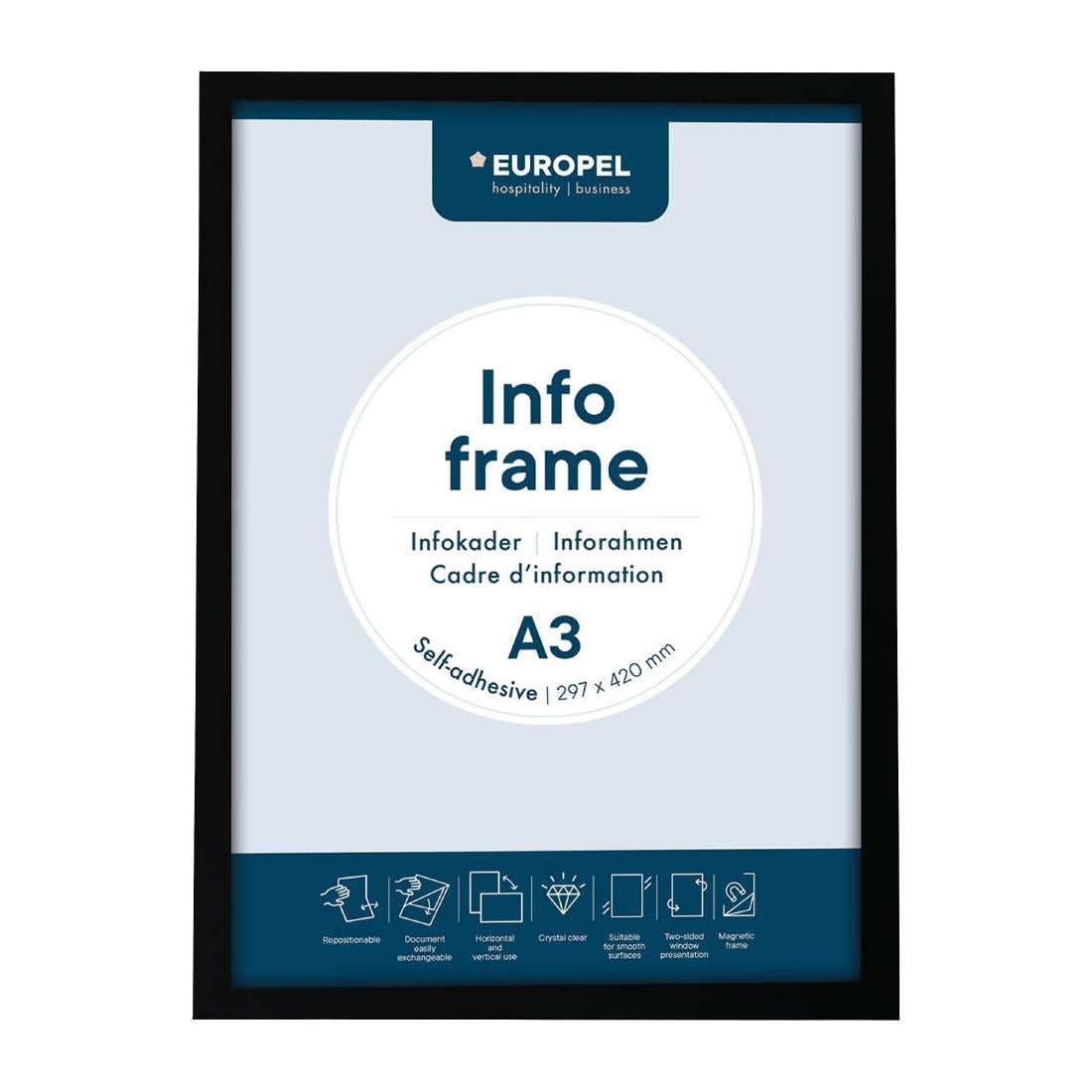 Cadres d'affichage autocollants Europel A3 noirs (lot de 2)