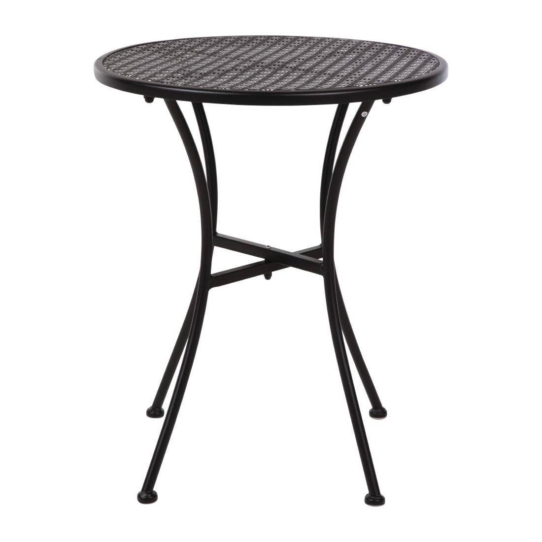 Table bistro ronde en acier ajouré Bolero noire 600mm (lot de 15)