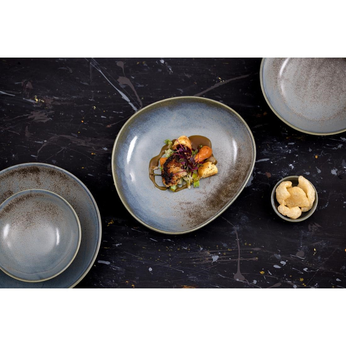 Bols triangulaires Olympia Ember Blue 245mm (lot de 4)