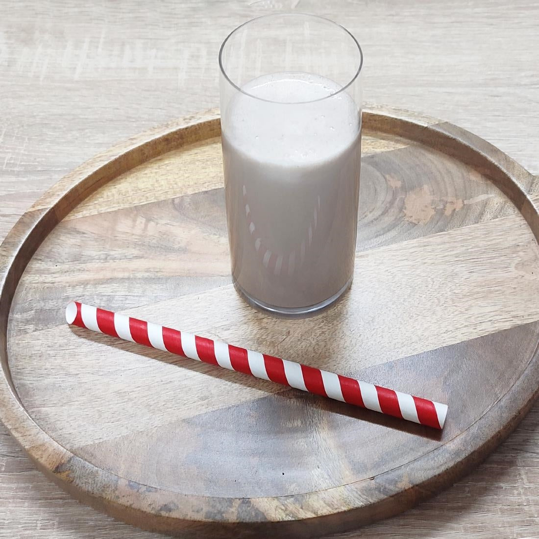 Paille à thé à bulles compostable Fiesta rouge et blanc 12x210mm (lot de 150)