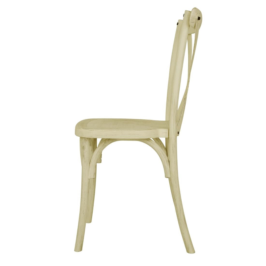 Chaises à dossier croisé en résine Bolero Manhattan effet bois naturel (lot de 4)