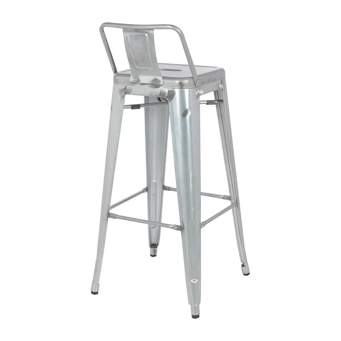 Tabouret haut en acier galvanisé avec dossier Bolero Bistro (lot de 4)